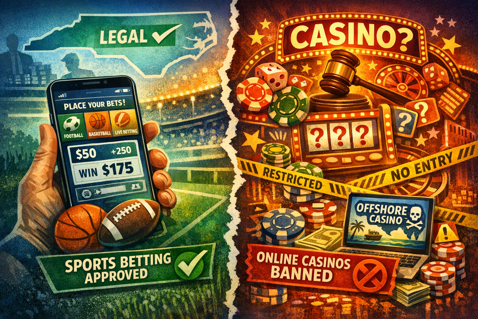 North Carolina Opens Legal Online Wagering While Casino Questions Remain Unresolved